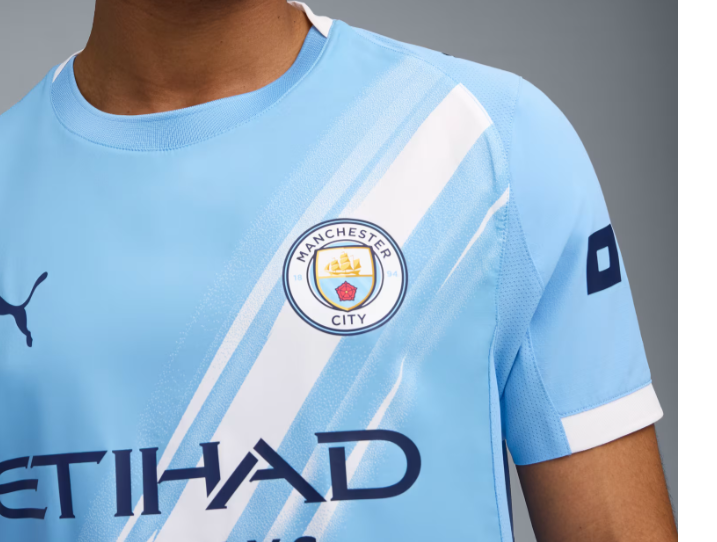 Manchester City 2025/2026 Home Kit, Sky Blue Football Jersey with Diagonal Stripe, Lightweight Breathable Polyester Shirt for Training,Matches or Casual Wear and Everyday Sporting Comfort PlusFit