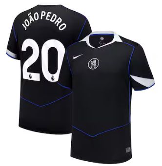 Hot Deal! Chelsea FC 2025/26 Black Third Kit Jersey with Blue Piping and Modern Crest, Lightweight Breathable Performance Football Shirt for Training, Matches, Fans and Casual Wear Everyday Use Plus X