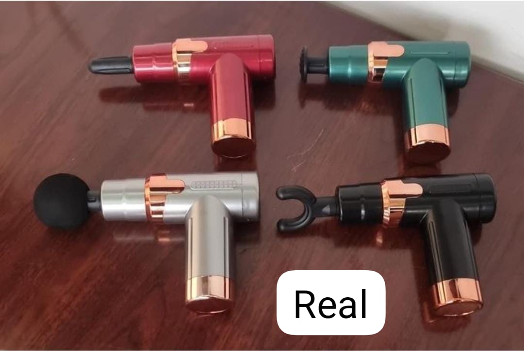 Rechargeable Percussion Massage Gun with 4 Interchangeable Heads, Deep Tissue Muscle Relaxation Massager for Body, Neck & Back