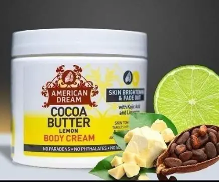 Original American dream cocoa butter, cocoa butter lemon cream, whitening cream, dark spot removal cream, skin brightening cream, moisturizing body cream, face and body cream, lemon whitening cream