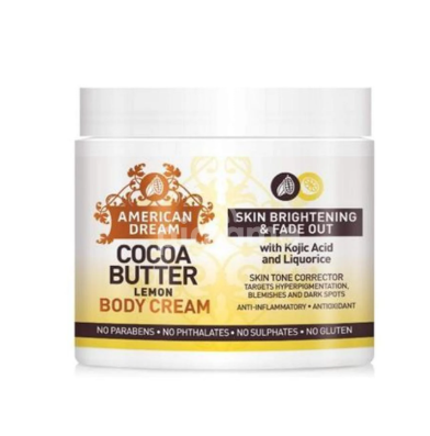 Original American dream cocoa butter, cocoa butter lemon cream, whitening cream, dark spot removal cream, skin brightening cream, moisturizing body cream, face and body cream, lemon whitening cream