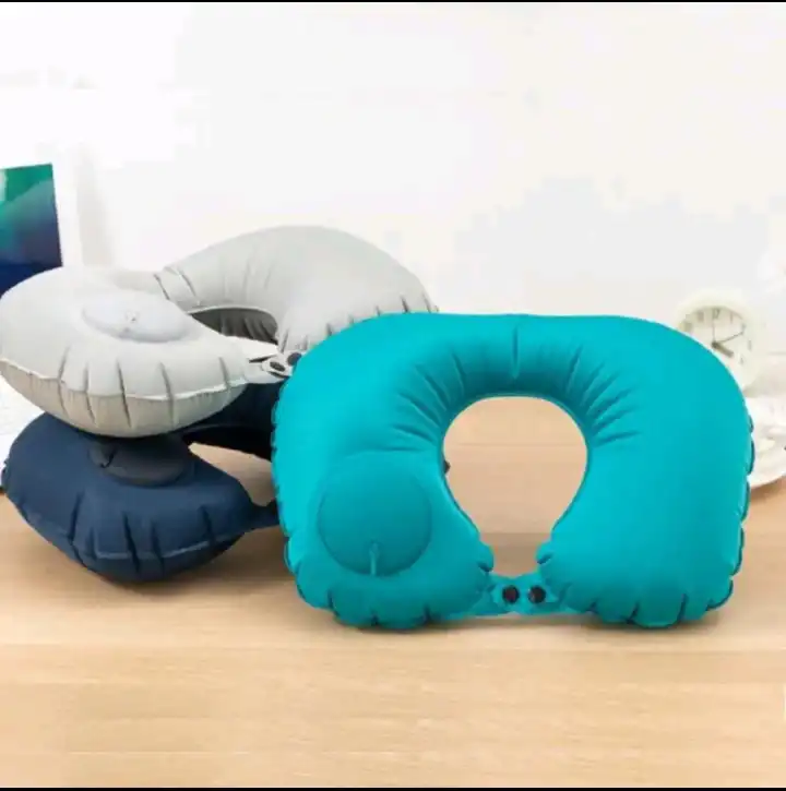 Luxury Inflatable Travel Neck Support Pillow – Ergonomic Anti-Pain Air Cushion for Long Flights, Road Trips, Camping & Office Rest | Compact, Foldable & Soft Skin-Friendly Travel Companion