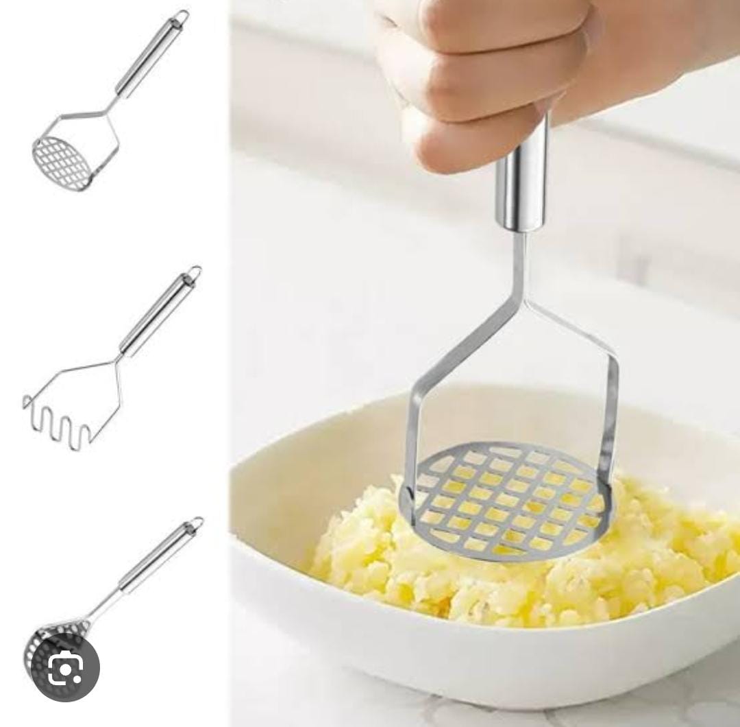 Premium Heavy-Duty Stainless Steel Potato Masher  – Durable Non-Slip Kitchen Tools for Mashing Potatoes, Fruits, Vegetables & Baby Food | Rust-Free, Easy-Clean & Comfortable Grip