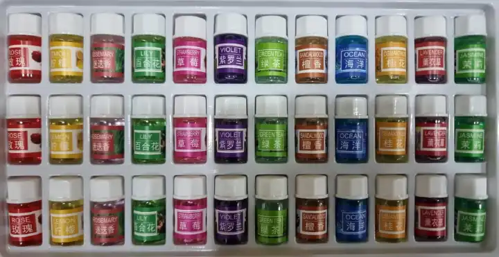 Premium 36-Pack Essential Oils Set (3ml Each) – 12 Scents × 3 Bottles Each – Rose, Lemon, Rosemary, Lily, Strawberry, Violet, Green Tea, Ocean, Sandalwood, Osmanthus, Jasmine & Lavender – Aromatherapy