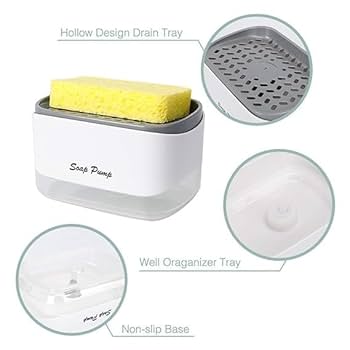 QuickPump Kitchen Soap Dispenser with Sponge Caddy – Fast, Clean & Efficient Dishwashing