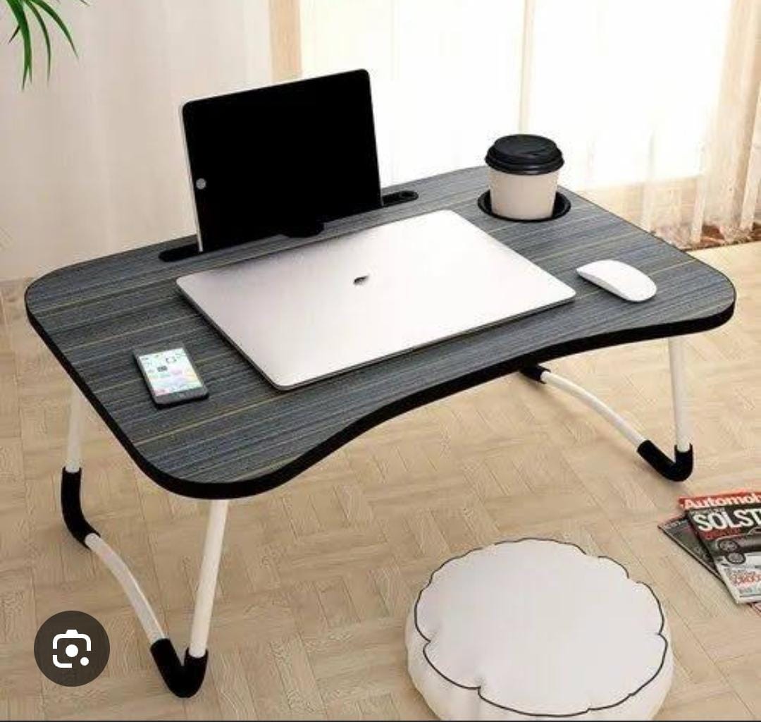 Premium Multi-Purpose Foldable & Portable Laptop Desk – Ergonomic Bed/ Sofa Study Table with Tablet Slot, Cup Holder, Anti-Slip Legs & Spacious Work Surface for Office, School & Home Use