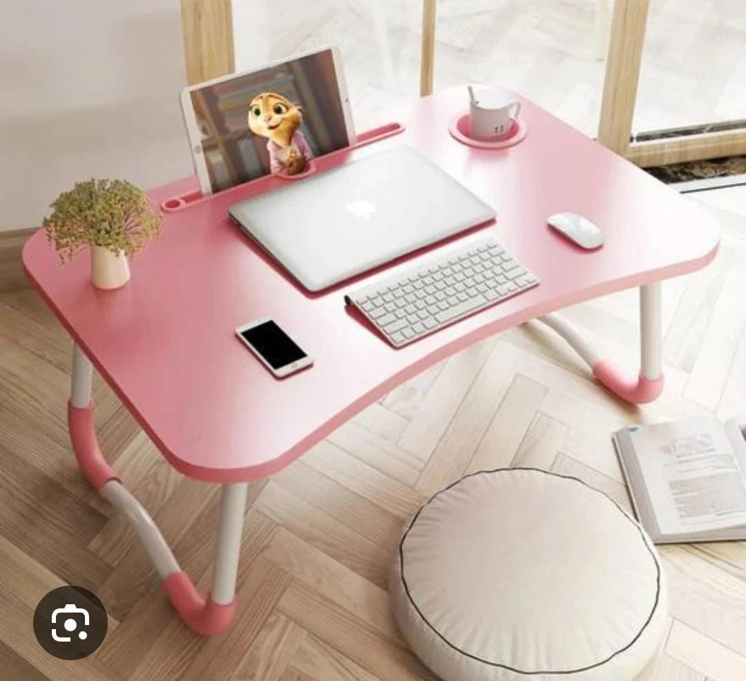 Premium Multi-Purpose Foldable & Portable Laptop Desk – Ergonomic Bed/ Sofa Study Table with Tablet Slot, Cup Holder, Anti-Slip Legs & Spacious Work Surface for Office, School & Home Use