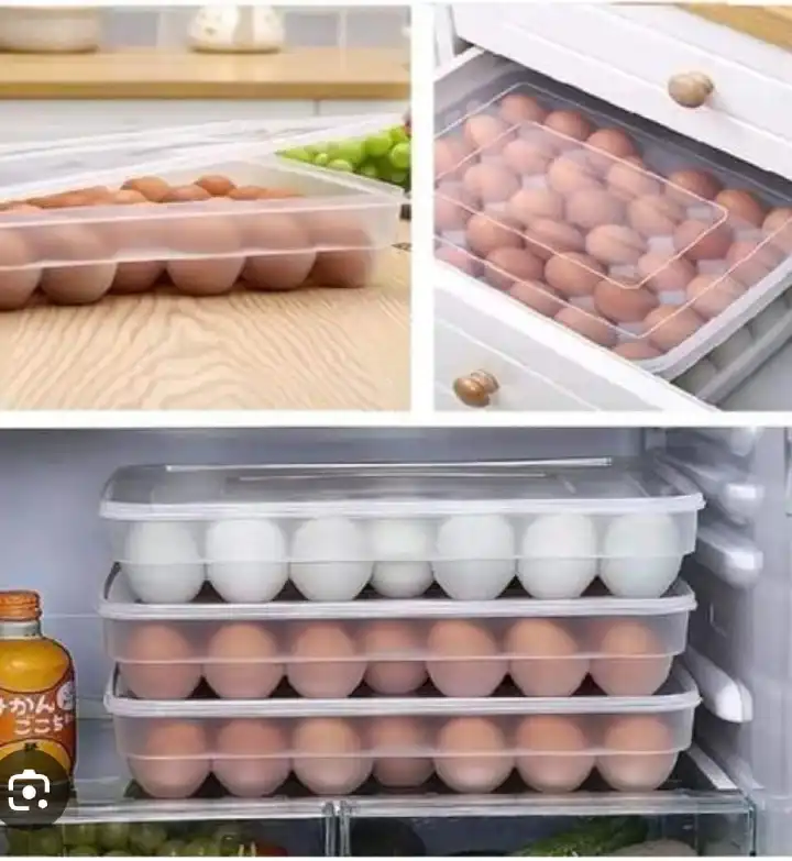 Large-Capacity Egg Storage Box with Dustproof Lid – Stackable Fridge Organizer for Neat & Fresh Egg Keeping
