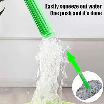 Multi-Purpose P-Free Pocket Wringing Mop with Super Absorbent Microfiber Head for Tile, Marble & Wooden Floorsocket Wringing Mop with Flat Microfiber Head – Hands-Free Self Wring Mop for Home Cleaning