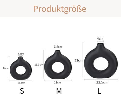 Luxury 2-in-1 Porcelain Ceramic 2-in-1 Donut Flower Vase Set – Modern Minimalist Hollow Ring Decorative Vases for Home, Office, Living Room & Table Decor