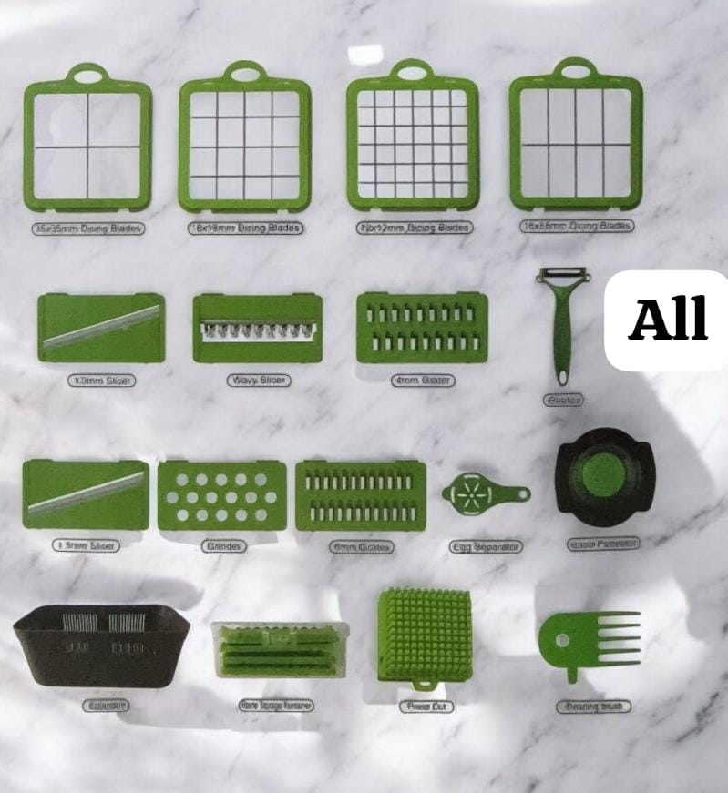 22PCS Multi-Function Vegetable Cutter & Slicer Set | Manual Food Chopper, Dicer, Grater & Peeler with Storage Container for Kitchen Use