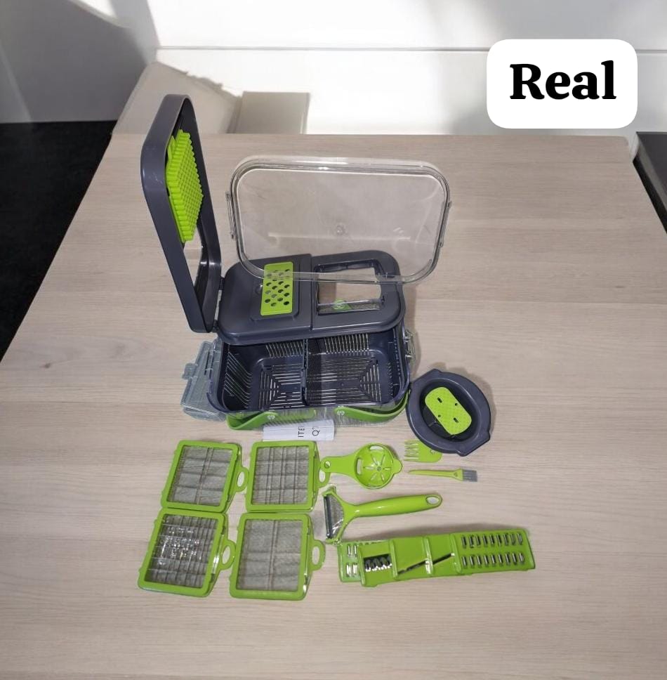 22PCS Multi-Function Vegetable Cutter & Slicer Set | Manual Food Chopper, Dicer, Grater & Peeler with Storage Container for Kitchen Use