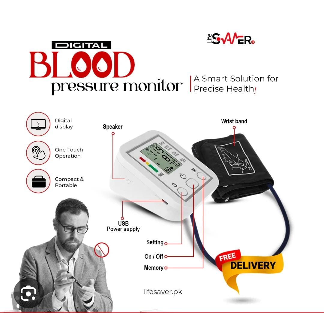 Digital Blood Pressure Monitor – Portable Rechargeable Sphygmomanometer for Home & Travel Health Tracking