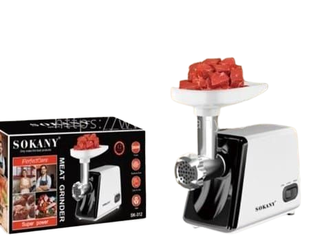Sokany Meat Mincer SK-312 2500W Heavy Duty Electric Meat Grinder with Stainless Steel Blades, Sausage Maker Attachment, Multi-Function Food Processor for Home & Commercial Use