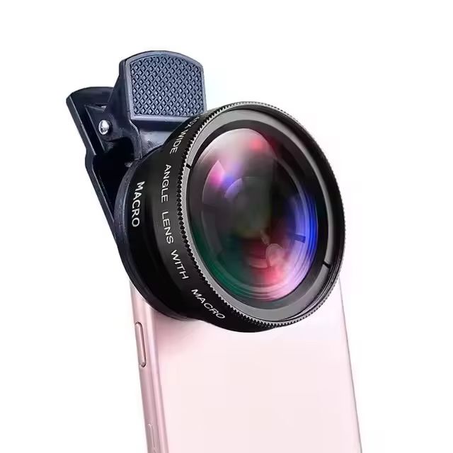 37mm Mobile Phone Lens Professional 0.45X 49uv Super Wide-Angle + Macro HD Lens For iPhone Android 2 IN 1 Lens Universal Clip
