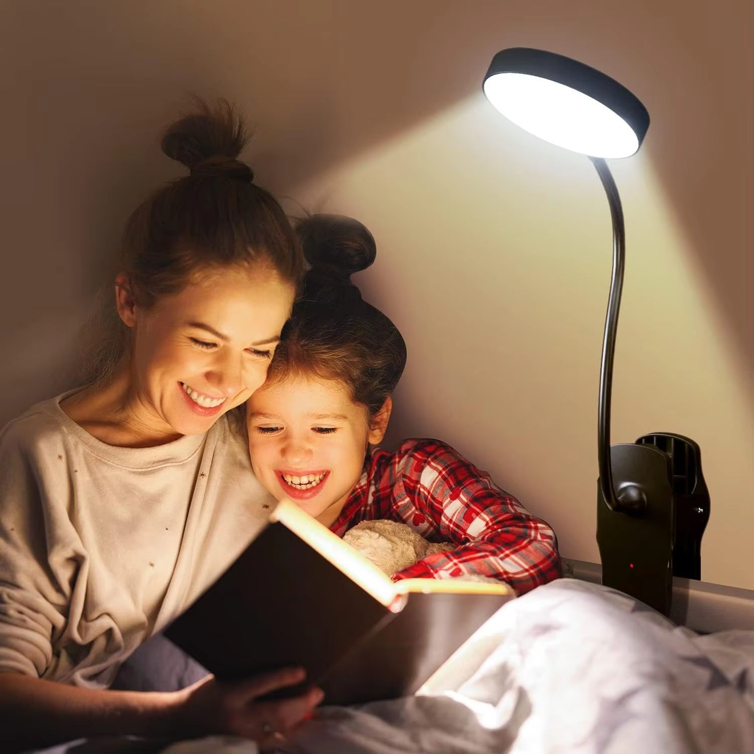 Clip on Reading Light Dimmable Book Light Reading in Bed Stepless Brightness Eye Protect Book Light Rechargeable Clip on light