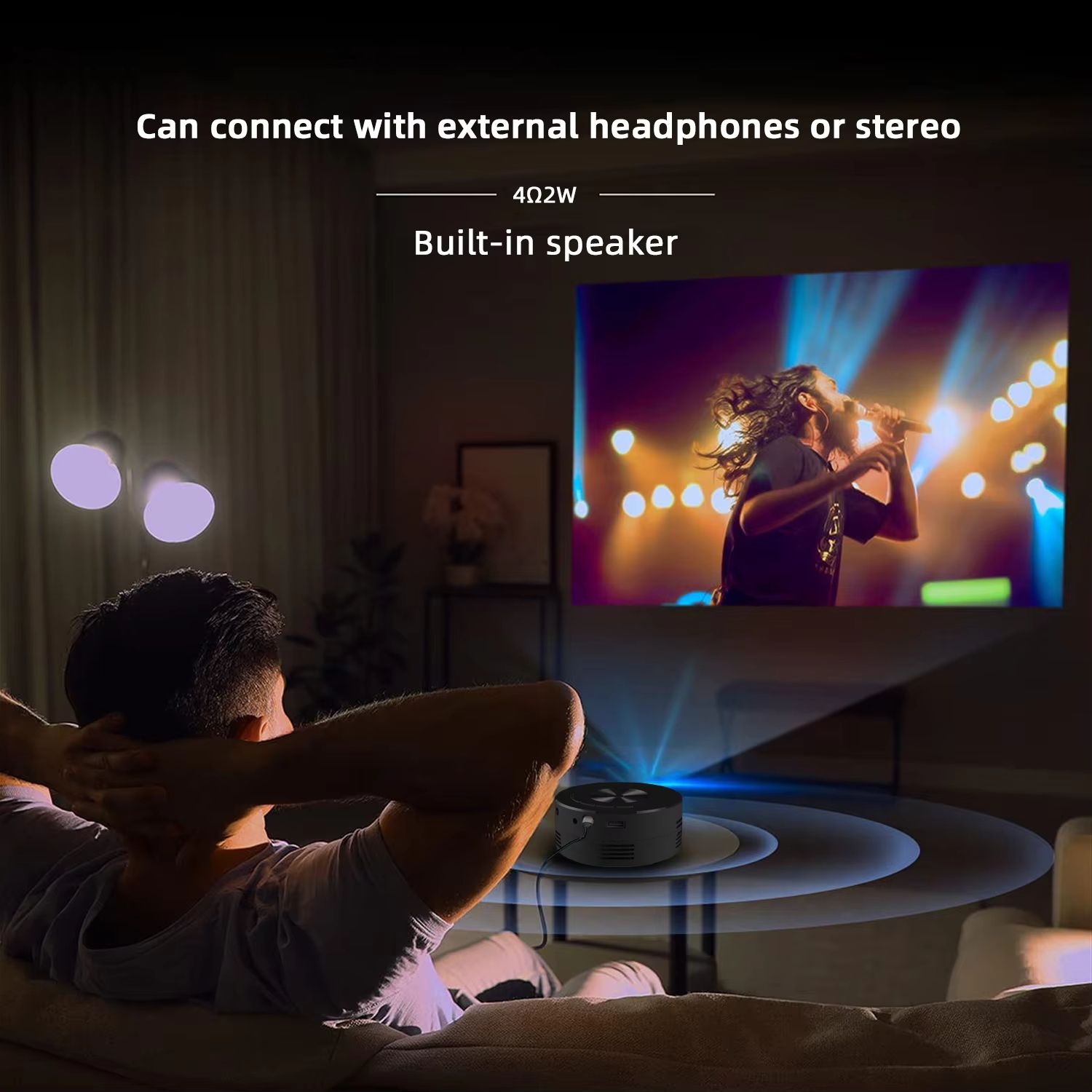 YT200 projector portable home theater small entertainment projector, can be plugged into a phone, supports 5V2A mobile power