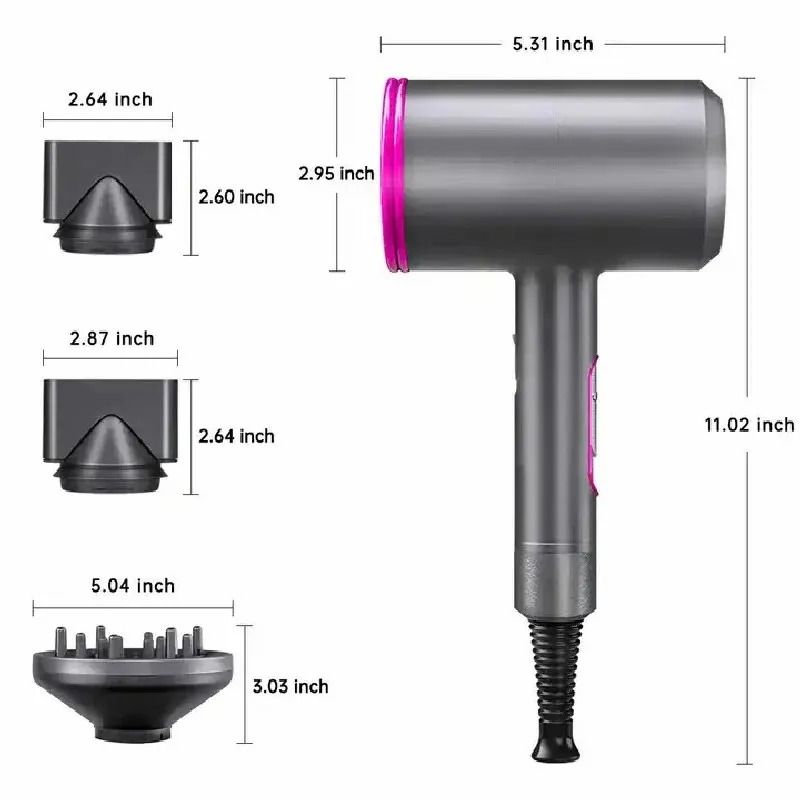 Professional Hair Dryer Strong Wind Hot Air Cold Air Ion Salon HairDryer 2000w Brush Negative Ion Blow Dryer with Diffuser