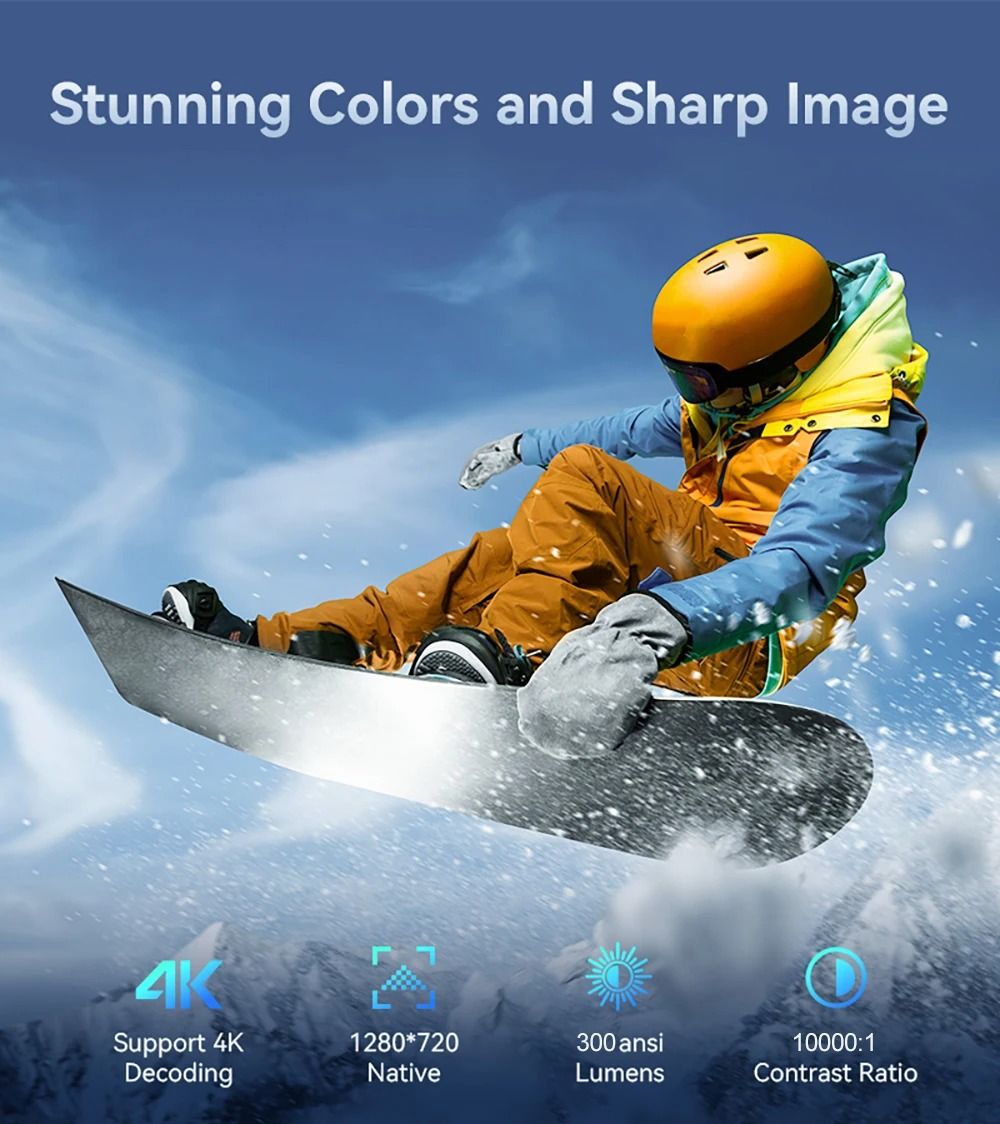 4K Projector PG310 Full HD Android 11 Wifi6 300ANSI Allwinner H713 BT5.4 Native 1280*720P Home Cinema Outdoor Projetor PG310