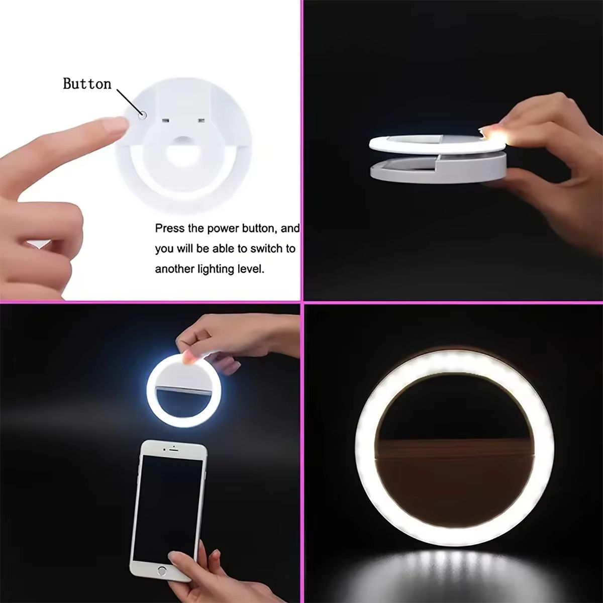 Mini Selfie Ring Light for Mobile Phone LED Lamp USB Charge Portable for Video Photograph Selfie Light for Live Makeup