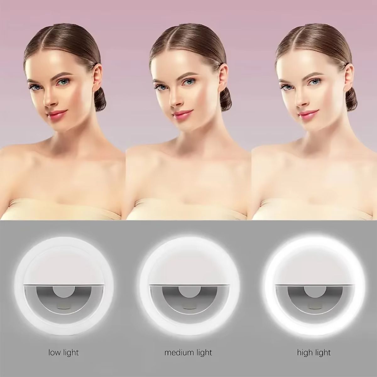Mini Selfie Ring Light for Mobile Phone LED Lamp USB Charge Portable for Video Photograph Selfie Light for Live Makeup