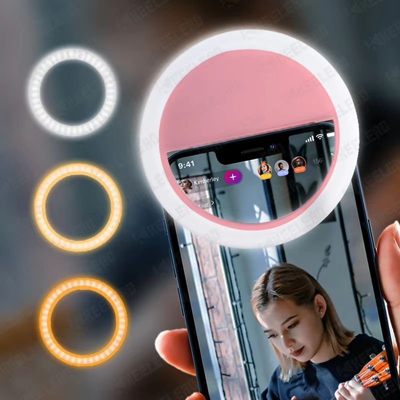Mini Selfie Ring Light for Mobile Phone LED Lamp USB Charge Portable for Video Photograph Selfie Light for Live Makeup
