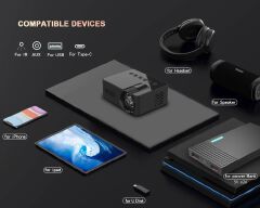 YT100 portable wireless connected mobile projector 5V2A power supply with built-in speaker 15ANSI for home outdoor projection