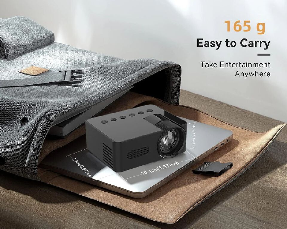 YT100 portable wireless connected mobile projector 5V2A power supply with built-in speaker 15ANSI for home outdoor projection