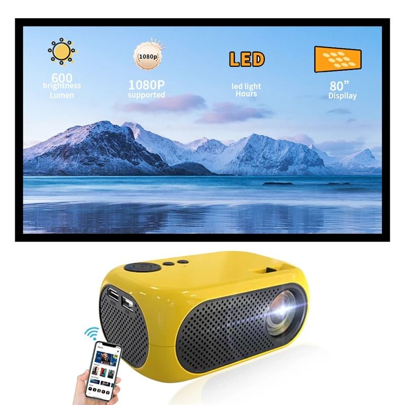 M24 Mini Portable Projector 480*360P USB HDMI Supports 1080P Halloween Children Gift Home Theater Outdoor LED Mini Projector