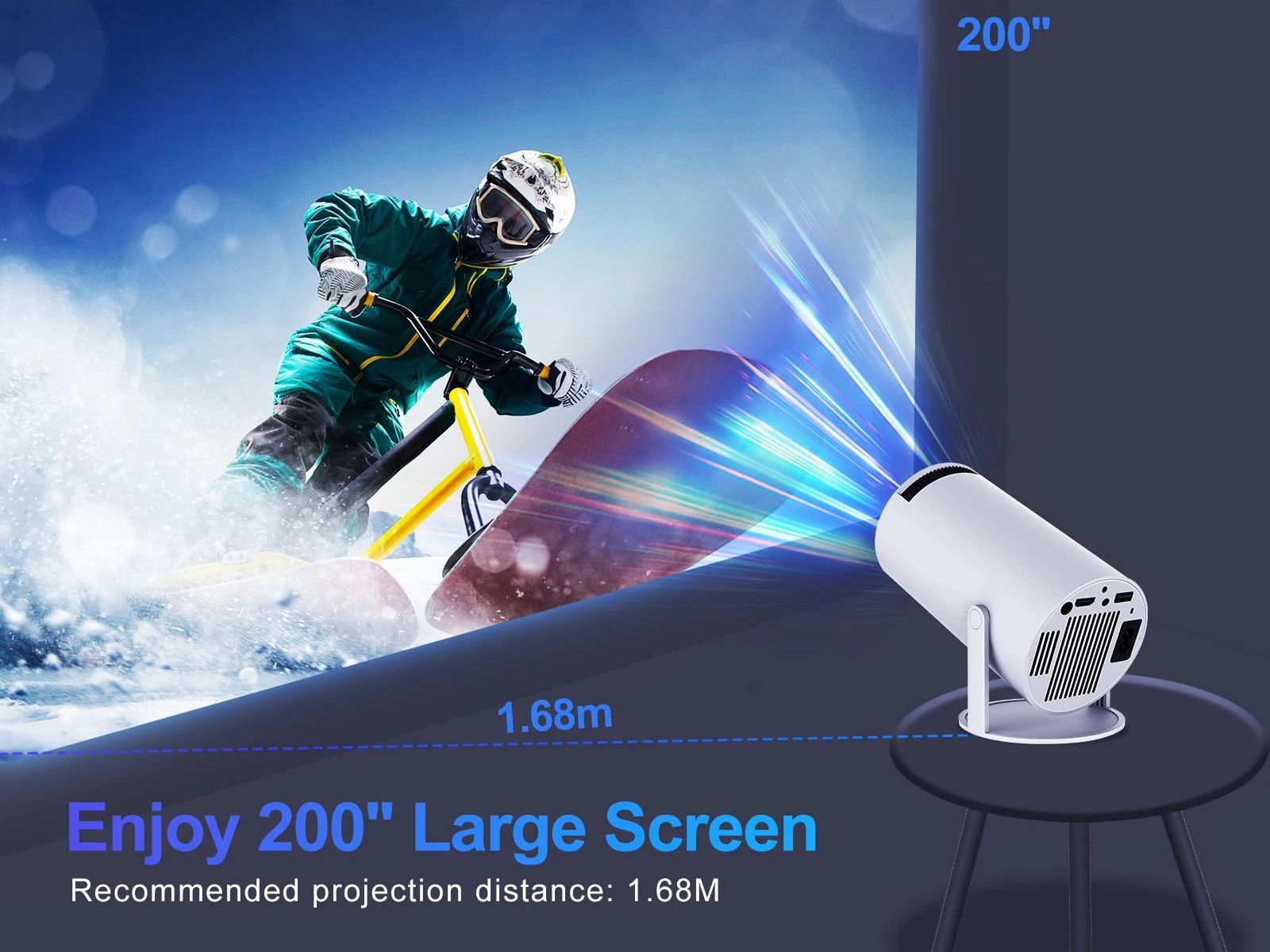 HY300 Plus+Wifi6 Projector 290ANSI Android 14 Dual BT5.0 1280*720P Home Cinema Outdoor portable HY300 Pro +
