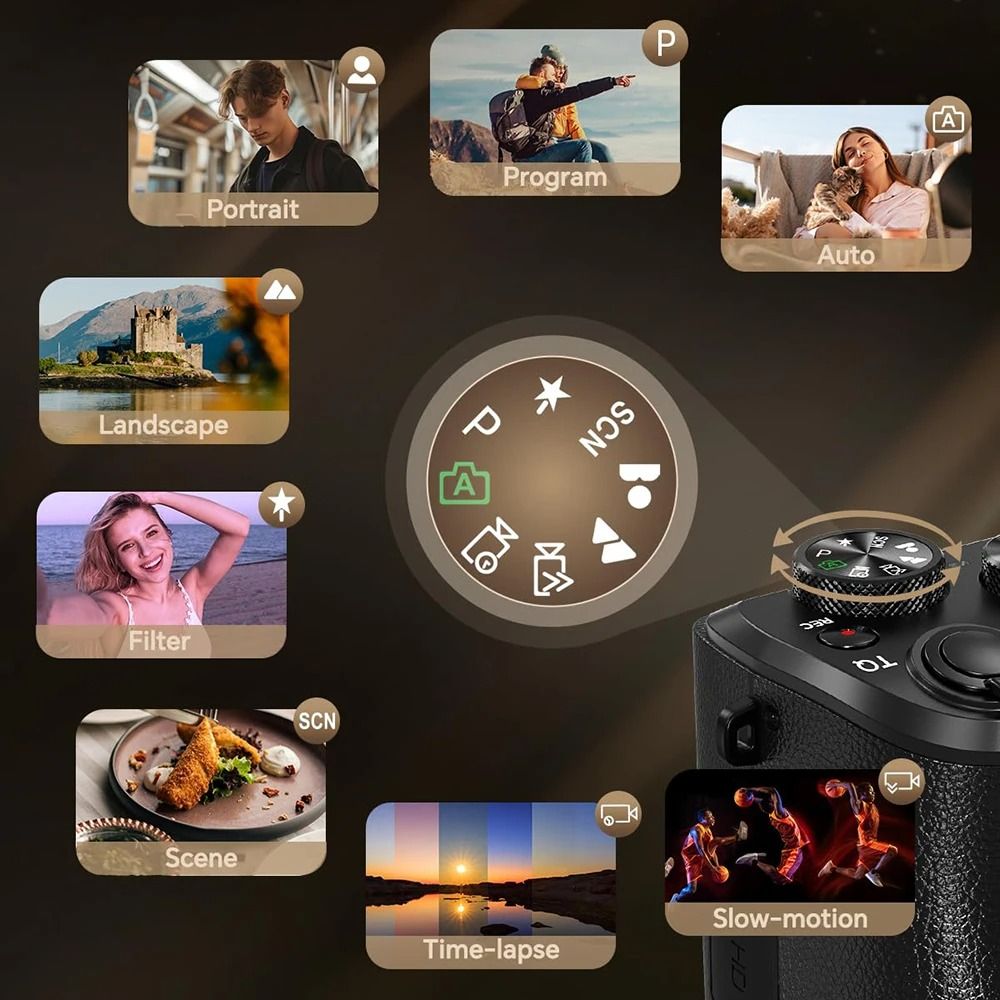 8K Digital Camera for Photography Autofocus WiFi 88MP Vlogging Camera with Dual-Lens 16X Digital Zoom Touch Screen Travel Camera