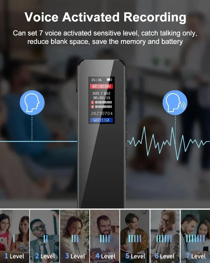 Digital Voice Activated Recorder for Lectures And Meetings with Capacity Sound Audio Recorder