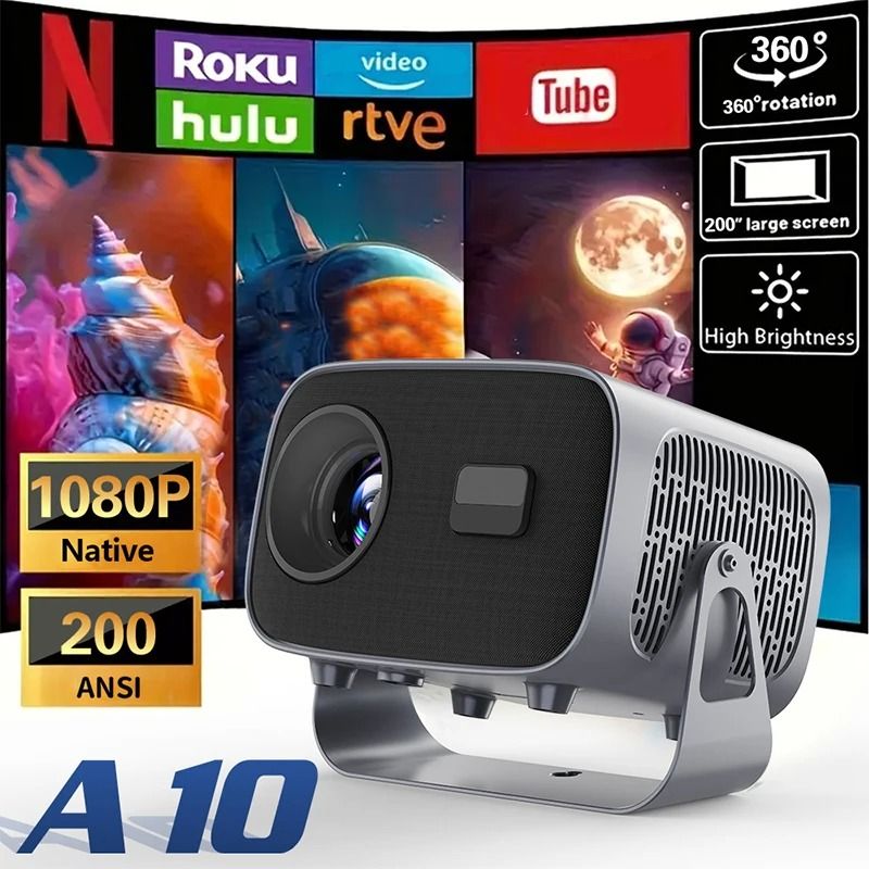 A10 Android 11 Projector Mini Home Cinema H713 BT5.2 1080P Smart 3D Portable Video Projector, HY300PRO Upgrade