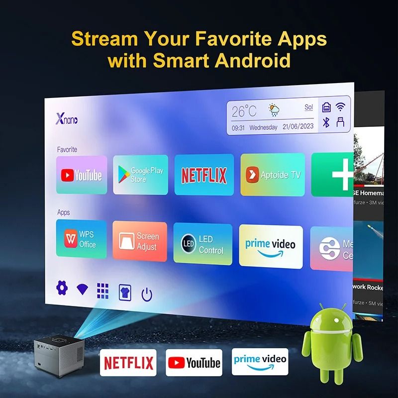 X3Mini Portable Projector 4K High Definition Full HD 1080P Native X3 Android Beam Video Home Theater Projector for Movies