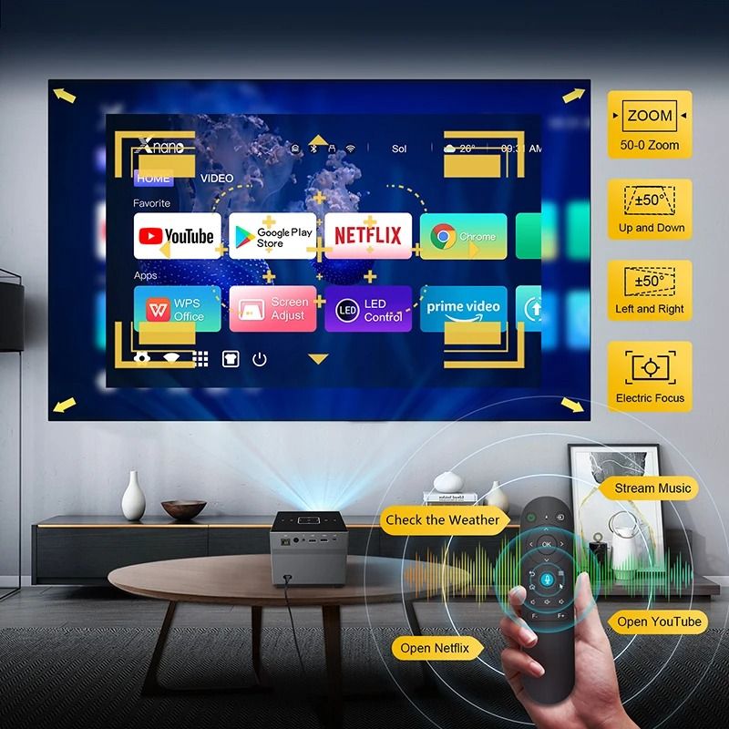 X3Mini Portable Projector 4K High Definition Full HD 1080P Native X3 Android Beam Video Home Theater Projector for Movies