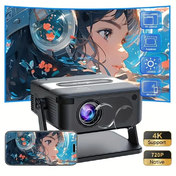 HA109 Mini Projector: Smart 4K Portable with Wi-Fi 6, BT 5.0 and Android 11 Featuring automatic keystone correction for home cin