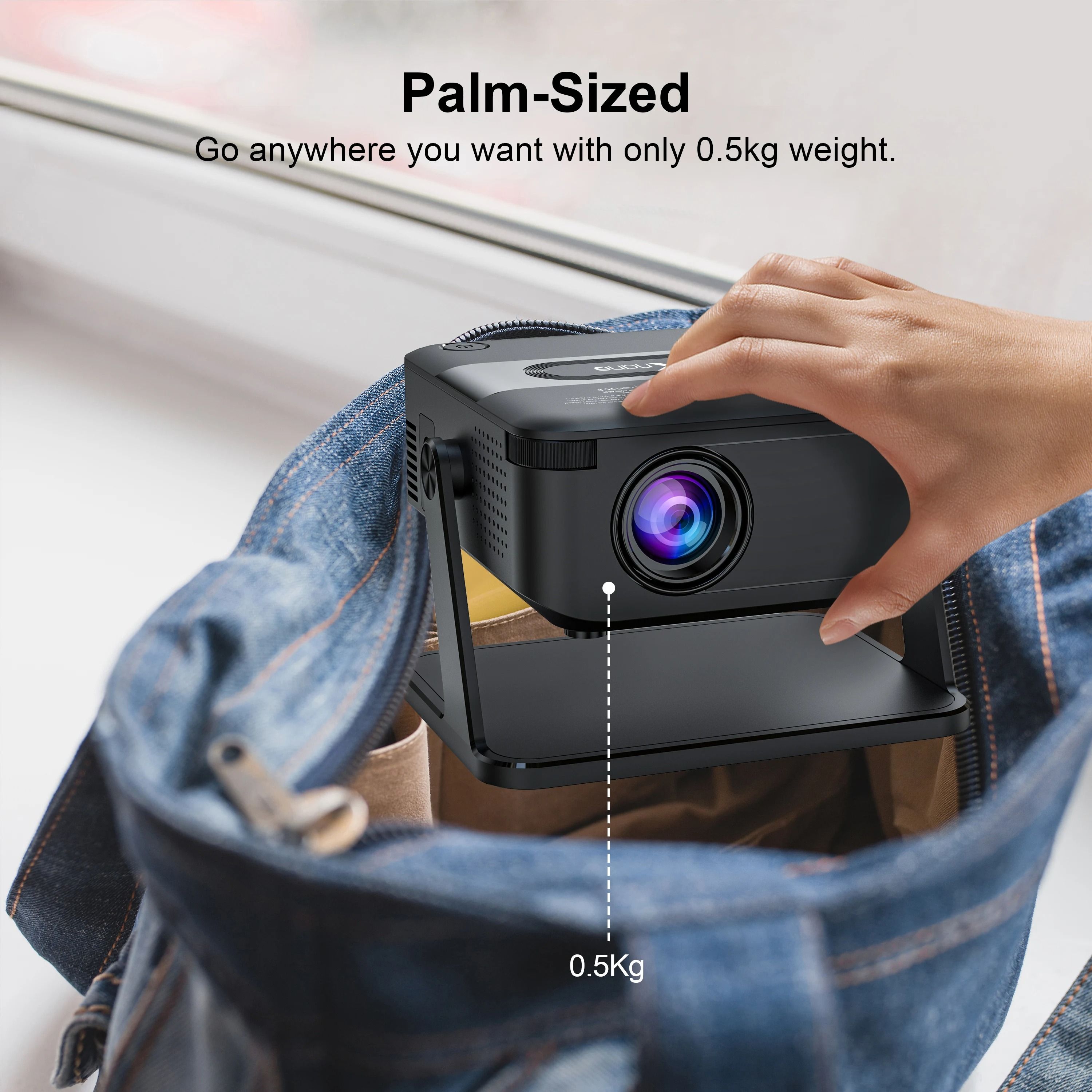 HA109 Mini Projector: Smart 4K Portable with Wi-Fi 6, BT 5.0 and Android 11 Featuring automatic keystone correction for home cin