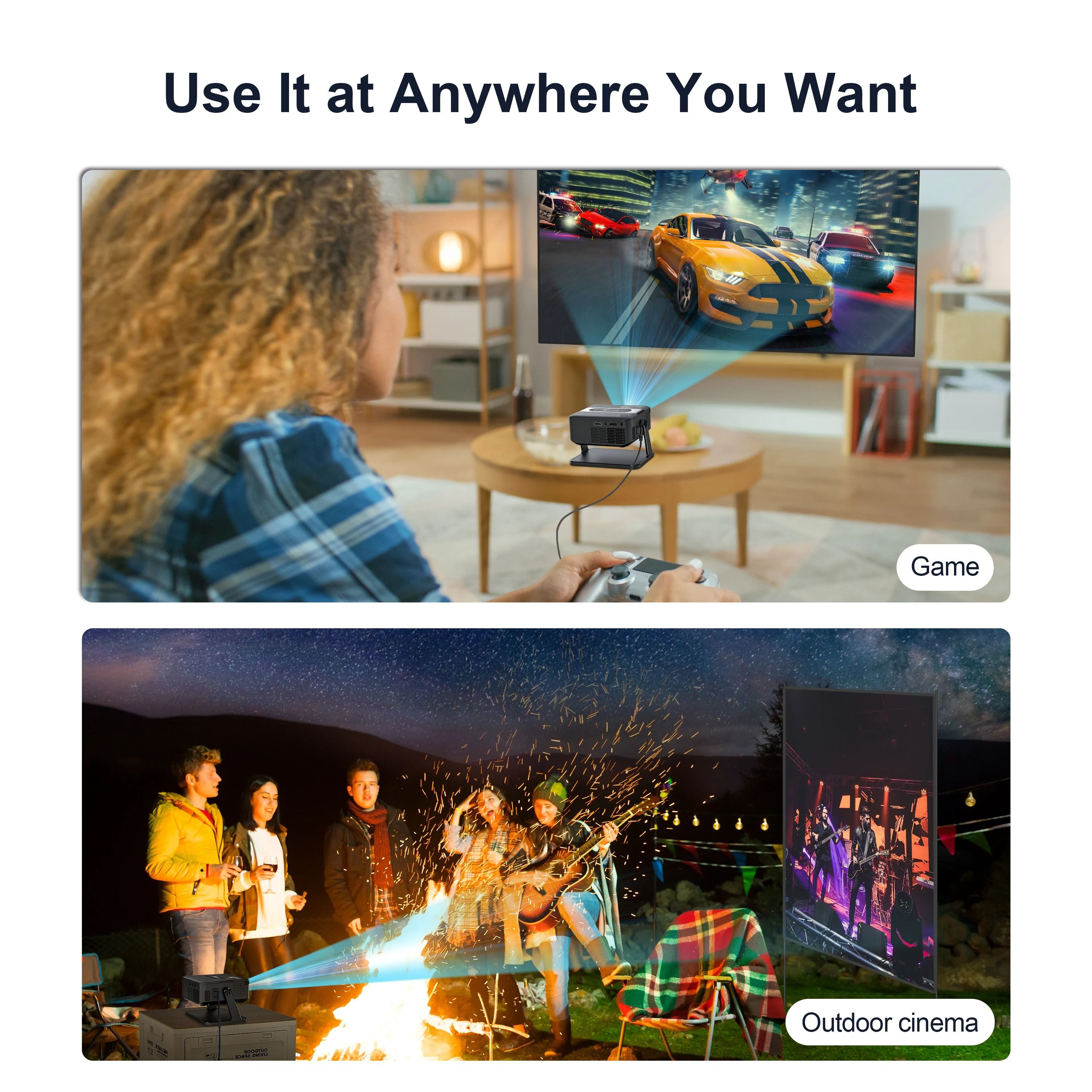 HA109 Mini Projector: Smart 4K Portable with Wi-Fi 6, BT 5.0 and Android 11 Featuring automatic keystone correction for home cin