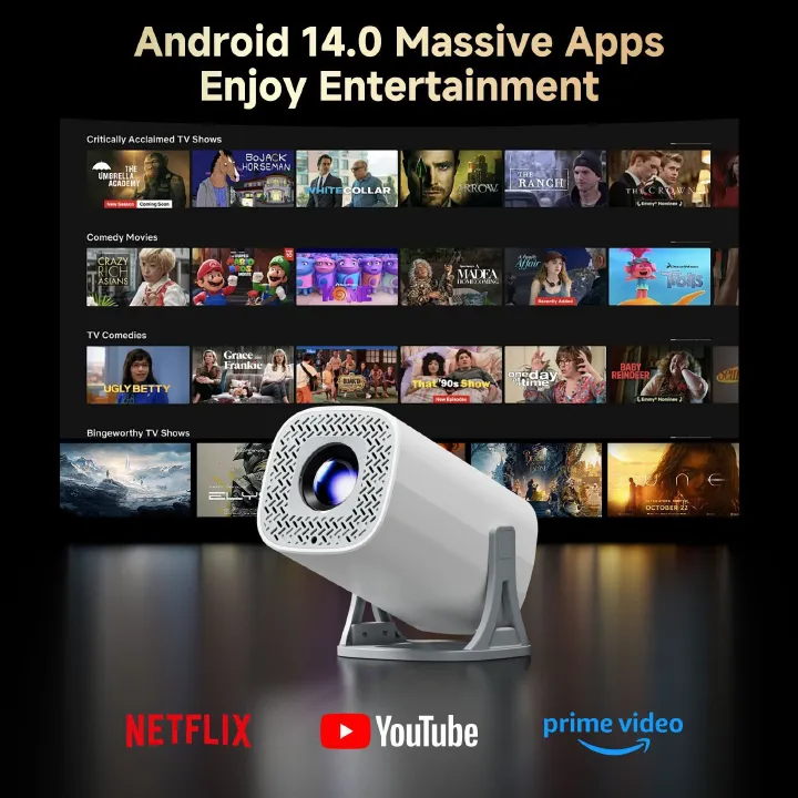 2026 New S40PRO Portable Mini Home Projector - Wireless Screen Mirroring, Android System, 4K HD Display | Small Body, Full Functions, Premium Quality