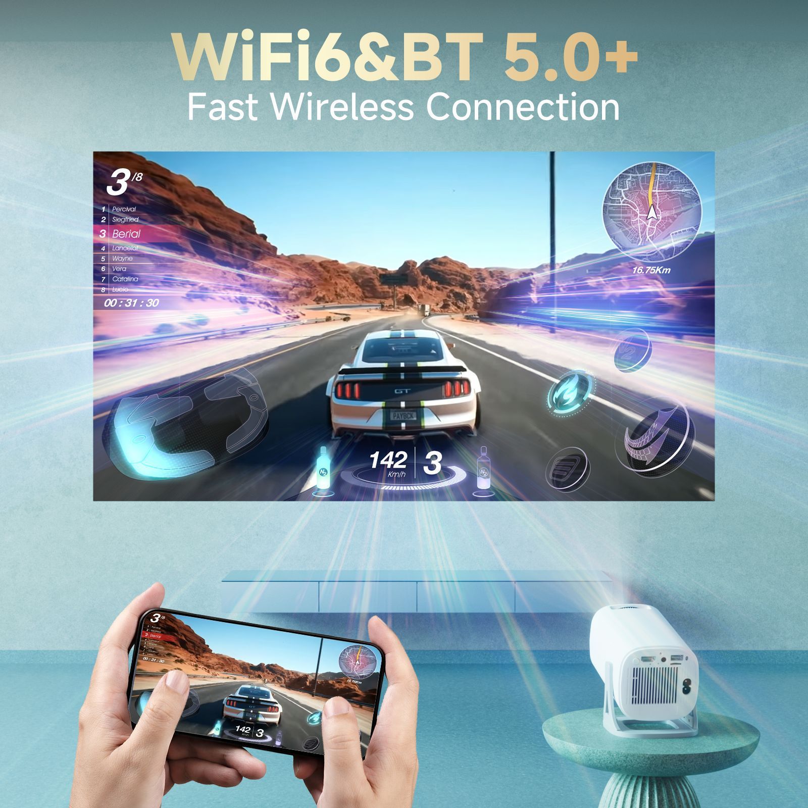 2026 New S40PRO Portable Mini Home Projector - Wireless Screen Mirroring, Android System, 4K HD Display | Small Body, Full Functions, Premium Quality