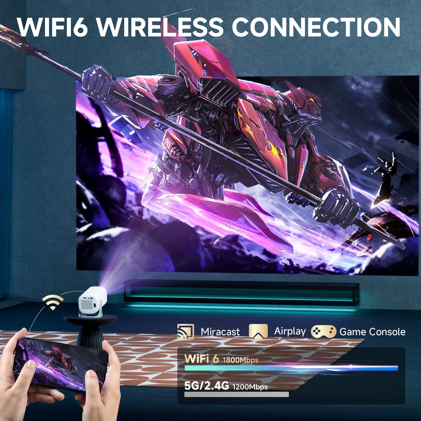 2026 New S40PRO Portable Mini Home Projector - Wireless Screen Mirroring, Android System, 4K HD Display | Small Body, Full Functions, Premium Quality