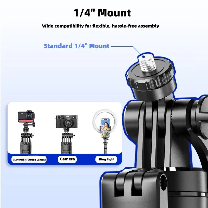 F16 Selfie Stick with Adjustable Tripod, 360° Shooting, Detachable Phone Holder, Bluetooth,1.7m Telescopic,Android/iOS