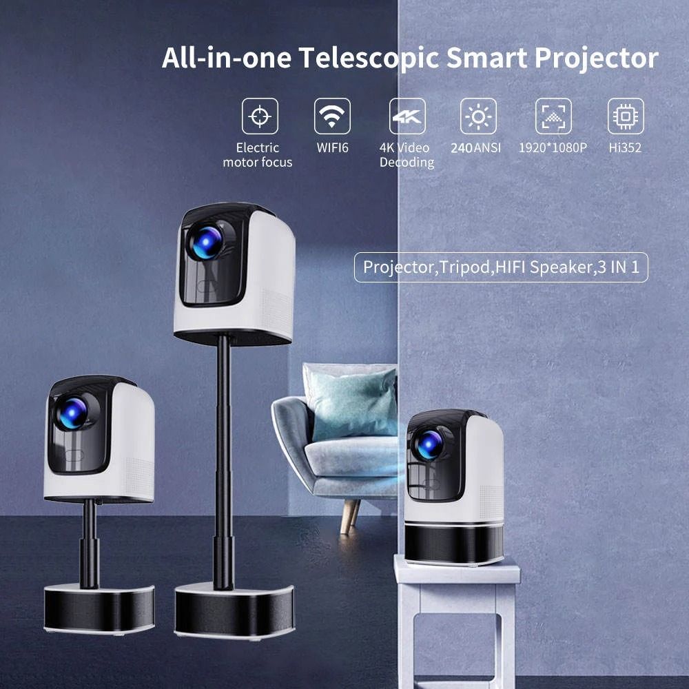 Proyector TS-1 Video Projector Mini Smart Led Lamp Home Portable Lcd Mini Projectors 1080p Full HD Android Projector With Stand