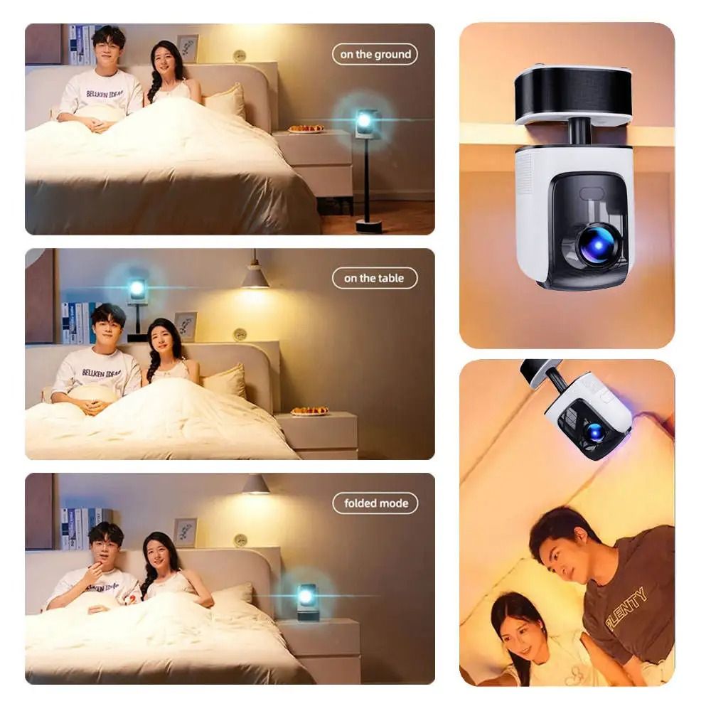 Proyector TS-1 Video Projector Mini Smart Led Lamp Home Portable Lcd Mini Projectors 1080p Full HD Android Projector With Stand