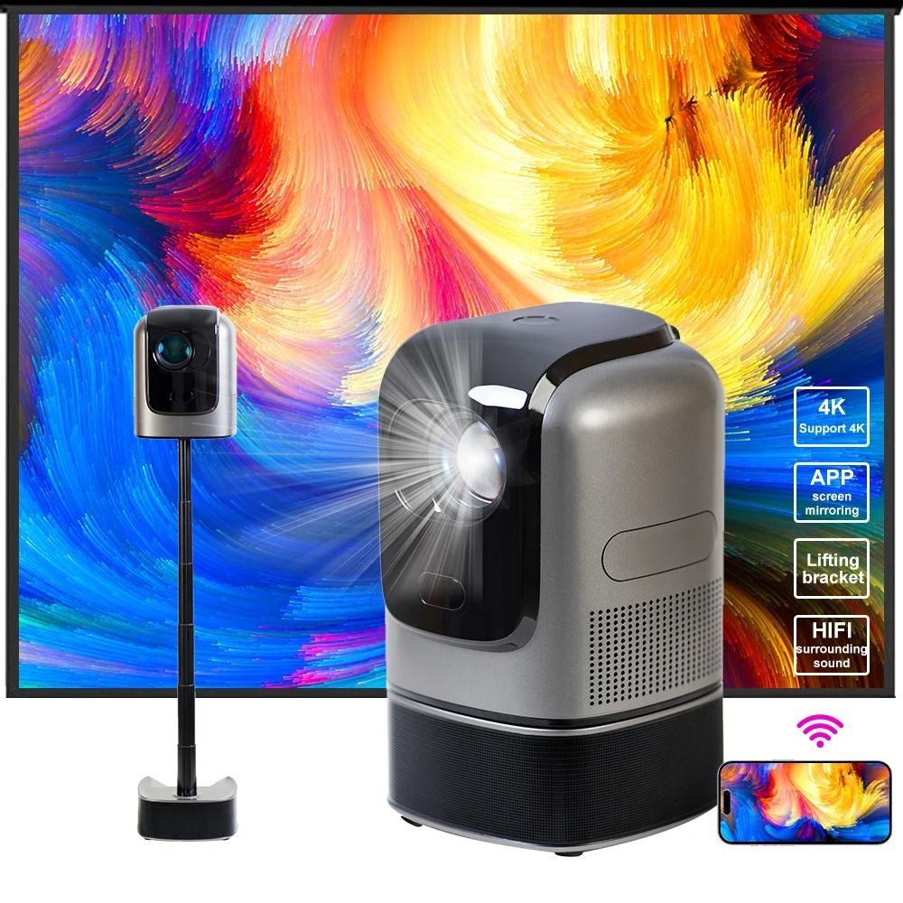 Proyector TS-1 Video Projector Mini Smart Led Lamp Home Portable Lcd Mini Projectors 1080p Full HD Android Projector With Stand