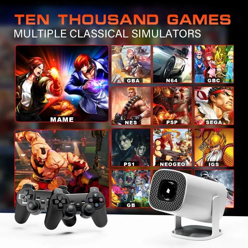 Android 11 Gaming Projector P30MAX 64GB TF Card Wireless Gaming Controller Dual WIFI 1280*720P Home Theater Portable Projector