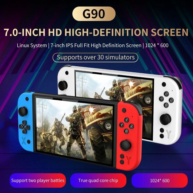 G90 Portable Handheld Game Console for PSP/PS1 7-Inch 64GB 4000mAh High-Definition Screen Retro TV Gaming Console Best Choice