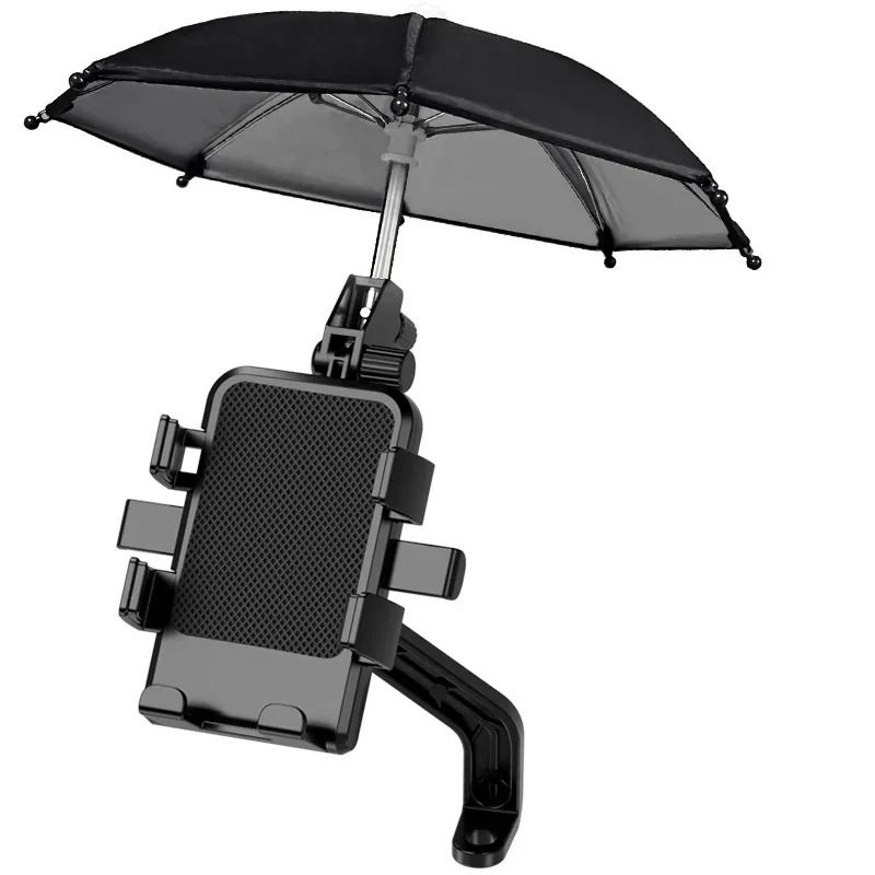 Motorcycle Mobile Phone Holder Stand & Umbrella Rainproof Sunshade Bicycle Outdoor Scooter Phone Clip Handlebar Mount For