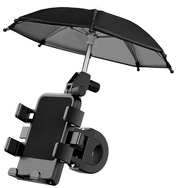 Motorcycle Mobile Phone Holder Stand & Umbrella Rainproof Sunshade Bicycle Outdoor Scooter Phone Clip Handlebar Mount For