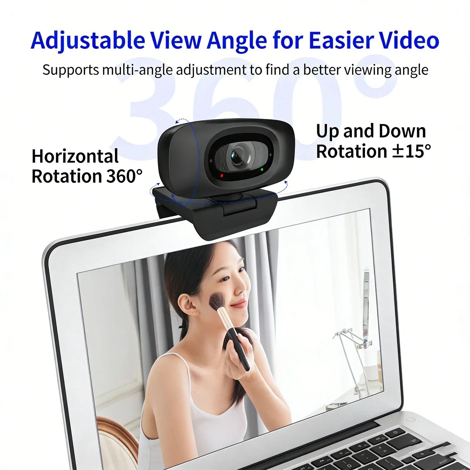 Desktop Computer Camera Smart Noise Reduction Autofocus USB Webcam 120°HD Wide-Angle Microphone PC Laptop Video Shooting Camera